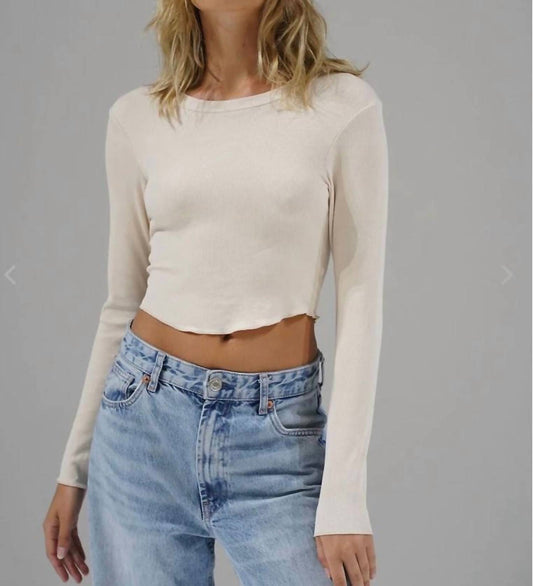 Lna - Arya Cropped Long Sleeve Top