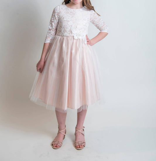 Sweet Kids - Floral Lace Three Quarter Sleeve Dress