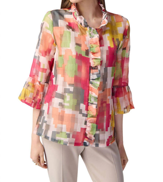 Joseph Ribkoff - Geo Print Ruffled Jacket