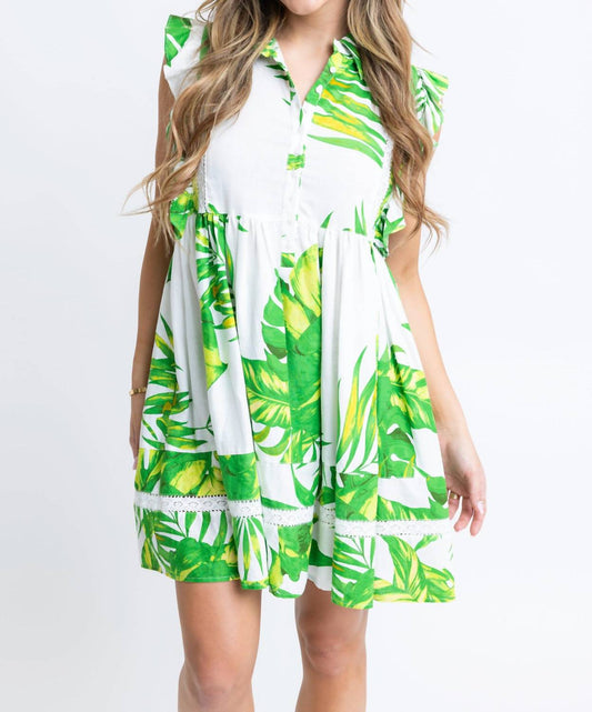 Karlie - Palm Leaf Tier Dress