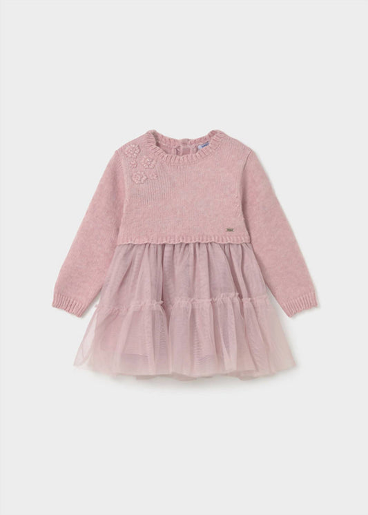 Mayoral - Girl's Sweater Knit And Tulle Layered Dress
