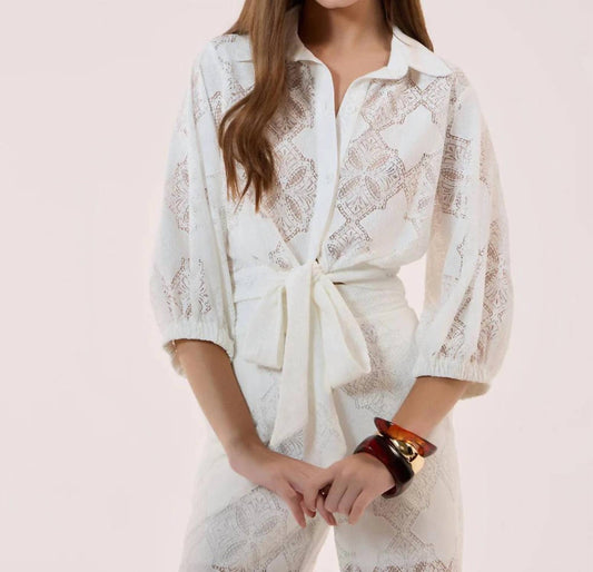 Strass - Lace Blouse And Pants Set