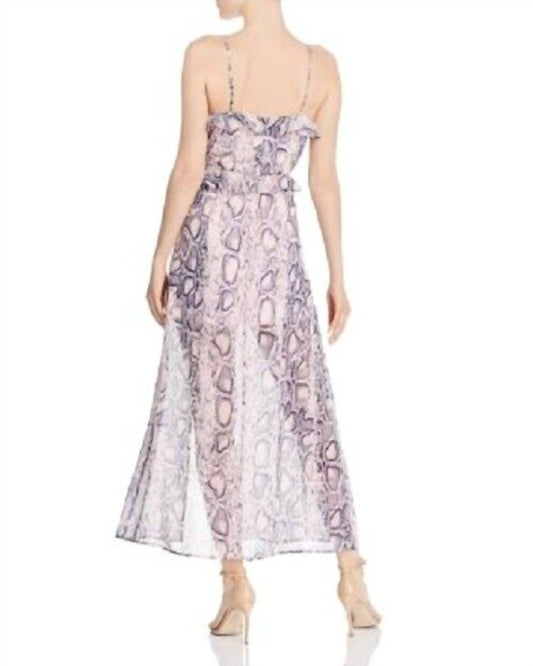 Aqua - Snake Print Strappy Ruffle Maxi Dress