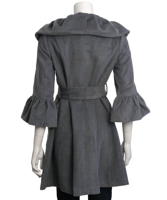 Ryu - Women's Pintuck Detailed Double Button With Waist Tie Coat