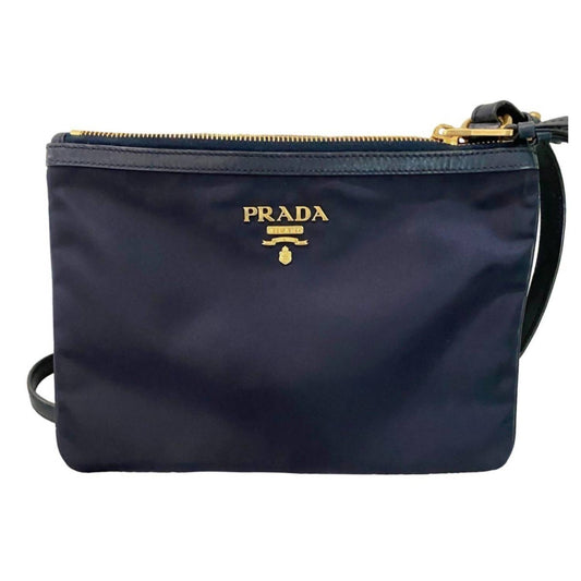 Prada - Women's Tessuto Nylon Zip Calf Leather Crossbody Bag