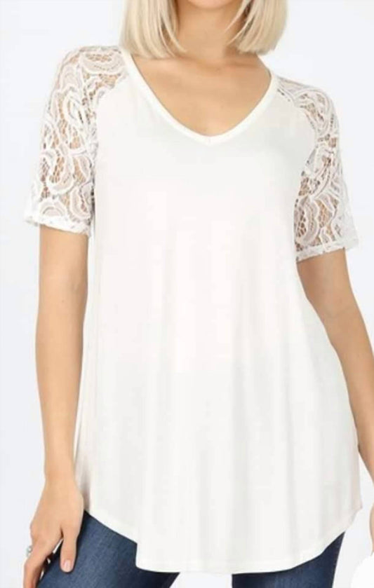 Zenana - Lace Sleeve Top