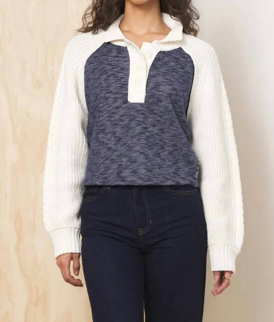 Vintage Havana - A MIXED KNIT COLLARED SWEATER