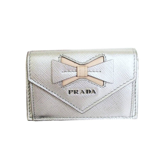 Prada - Women's Ribbon Saffiano Metallic Leather Trifold Wallet