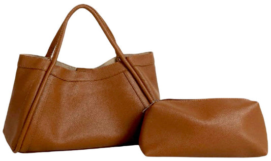 Handbag Factory Corp - Women's Structured Pebbled Tote Set