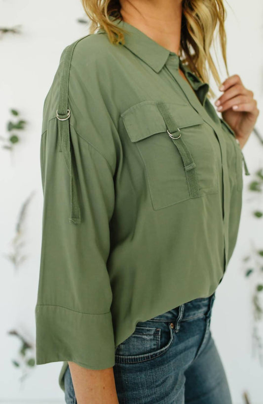 Charity 3/4 Sleeve Lace Front Blouse