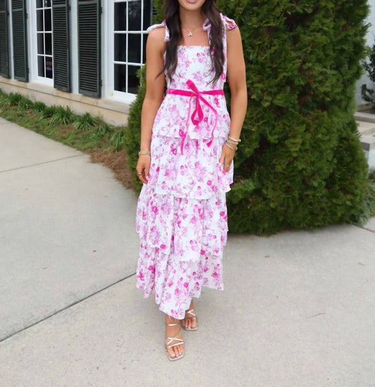 Tcec - Floral Print Tiered Adjustable Straps Mini Dress