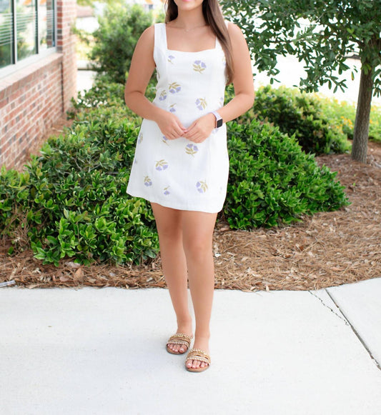 Mable - Embroidered Square Neck Mini Dress