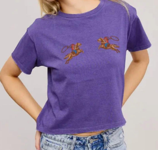 Zutter - Puff Stitch Cowgirl Graphic Crop Tshirt