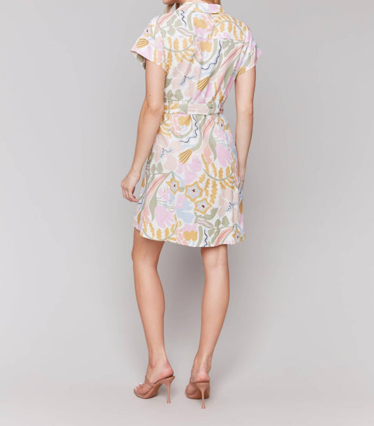 Charlie B - Linen Blend Short Sleeve Button-front Dress