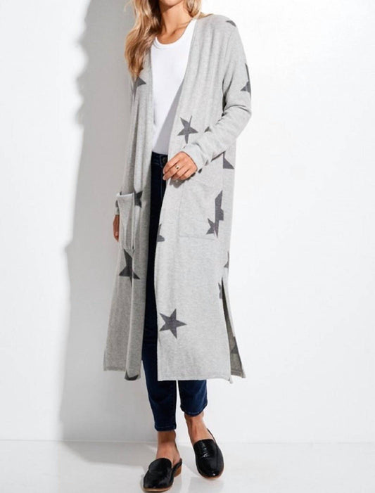 Phil Love - Star Print Brushed Long Cardigan