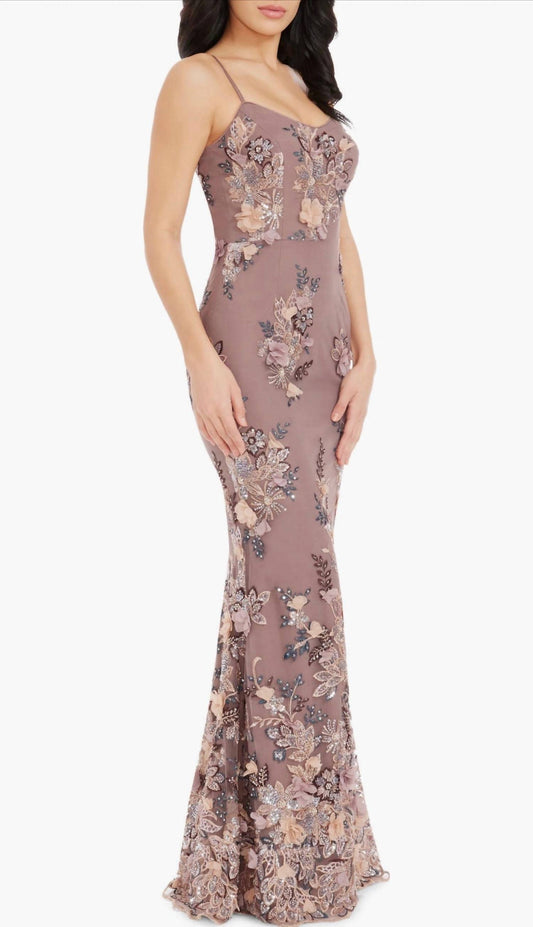Dress The Population - Giovanna Beaded Floral Appliqué Mermaid Gown