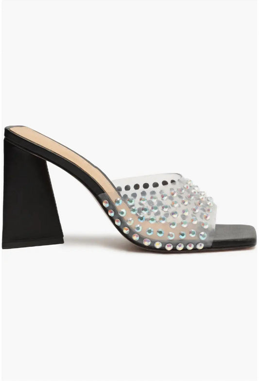 Schutz - Women's Lizah Crystal Clear Slip On Block Heel Sandals