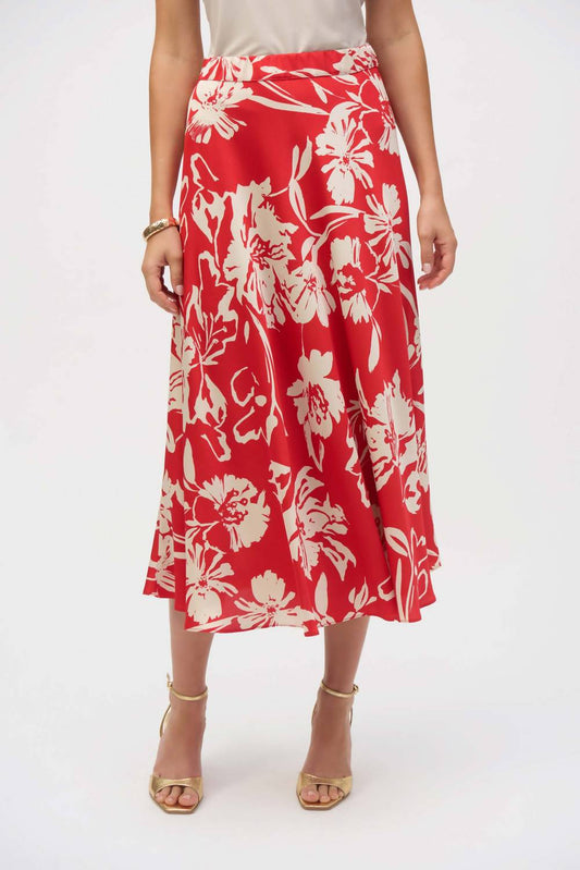 Joseph Ribkoff - Satin Floral Print A-line Skirt