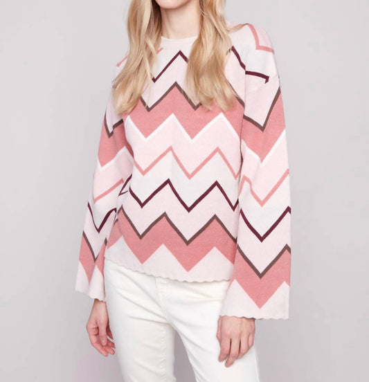 Charlie B - Jacquard Bell Sleeve Sweater