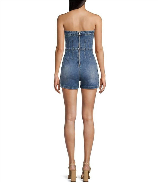 Signature8 - Strapless Denim Rhinestone Romper
