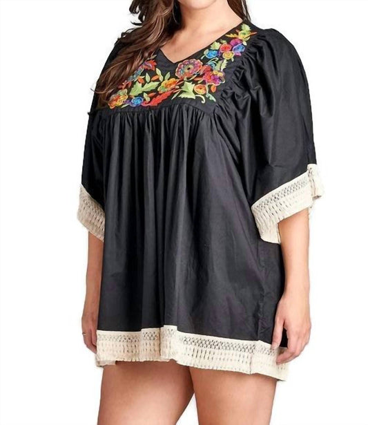 Velzera - Embroidered Crochet Babydoll Tunic