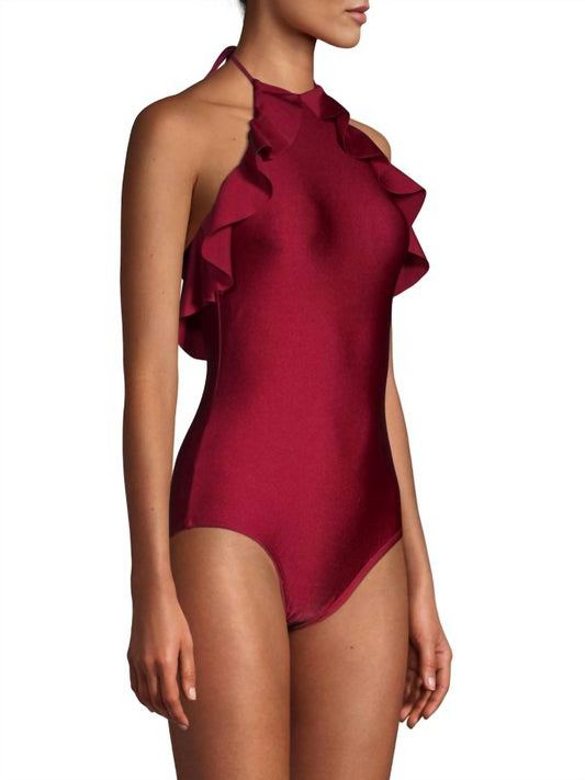 Shoshanna - Ruffle Halter One Piece Swimsuit