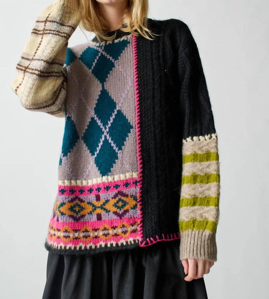 Lingua Franca - Hutton Patchwork Crewneck Sweater