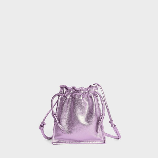 Lemiz - Women's Mini Bowie Drawstring Leather Bag