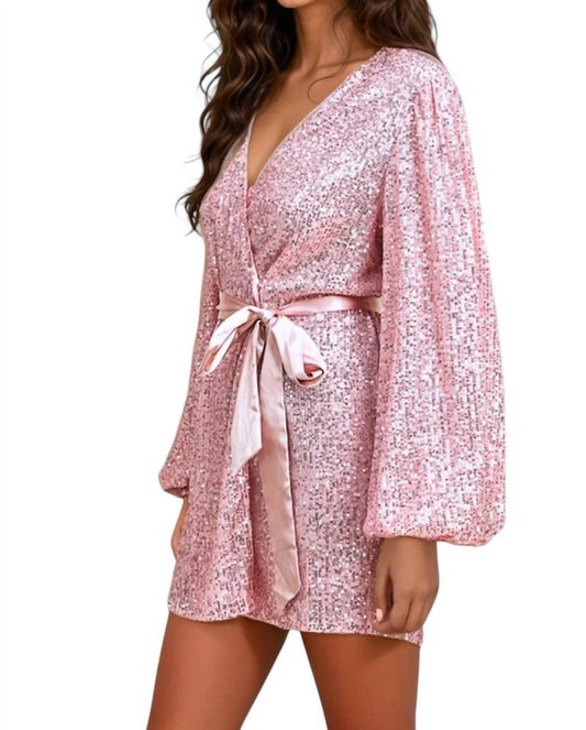 Mable - Samantha Sequined Long Sleeve Wrap Dress
