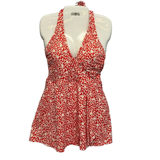 Draper James - Women's Summer Picnic Faux Wrap Halter Swim Dress