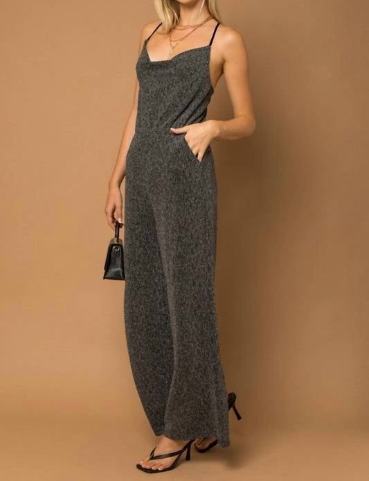 Metallic Cowl Neck Jumpsuit