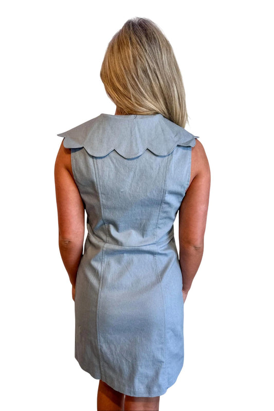 Karlie - Scallop V-neck Button Dress