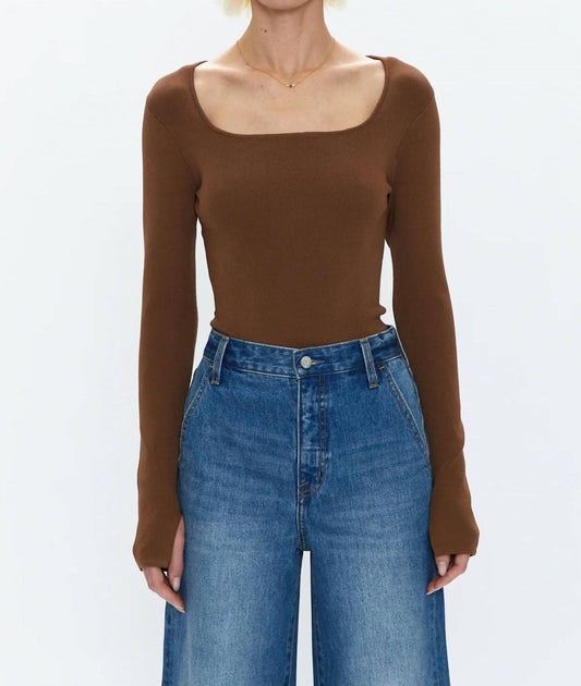 Pistola - Jenny Long Sleeve Square Neck Thong Bodysuit