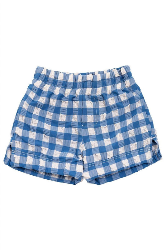 Montce - Boy's Gingham Mini Swim Trunk