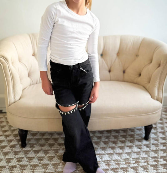 Tractr - Girl's Crystal Slit Straight Jeans