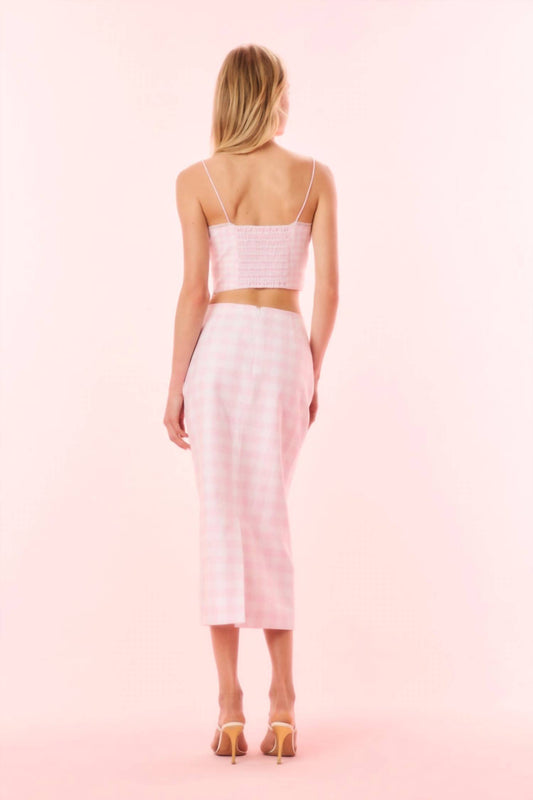Loveshackfancy - Biselle Linen Gingham Midi Skirt