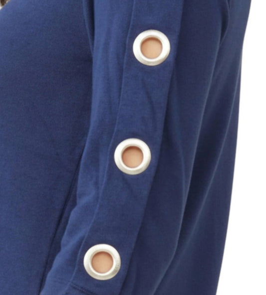 French Kyss - Soft Stretch Grommet Crewneck Top