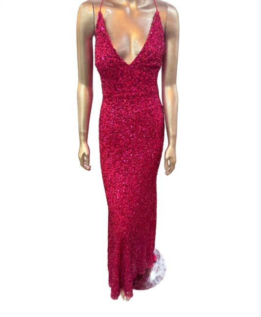 Paul Rekhi - WOMEN'S SEQUIN GOWN WITH A LACE UP BACK