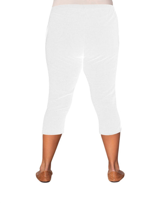 On The Plus Side - Pull On Linen Capri Pants - Plus