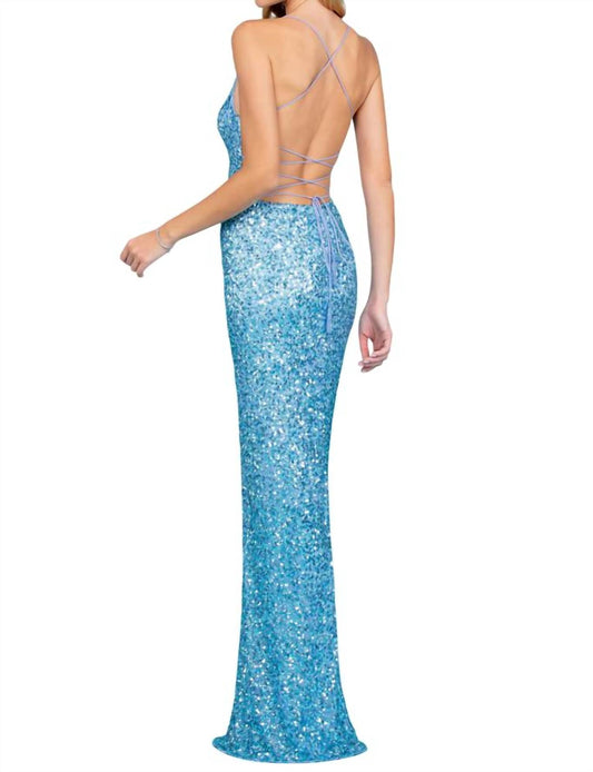 Scala - Open Back Sequin Evening Gown