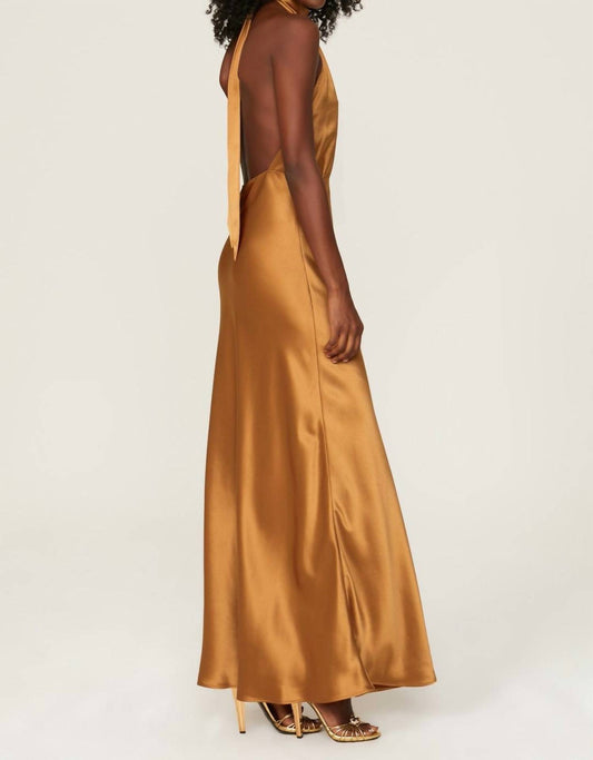 Something Navy - Silky Halter Cutout Gown