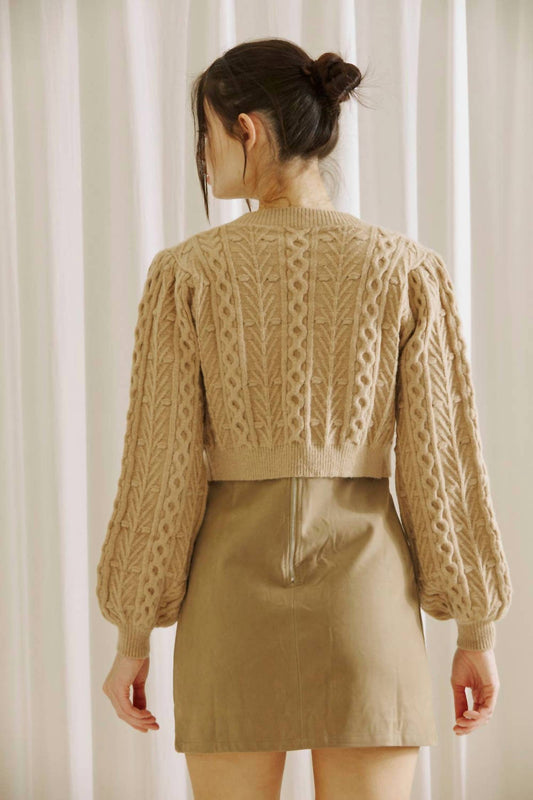 Storia - Cable Knit Cropped Cardigan
