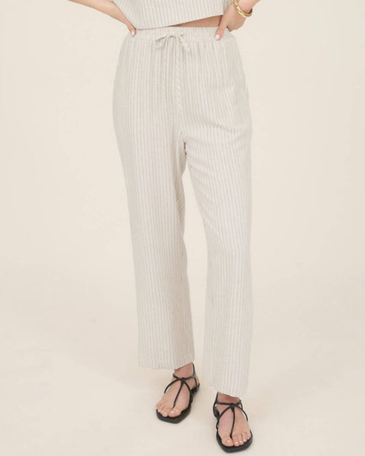 Venti6 - Clair Linen Pinstripe Drawstring Pants