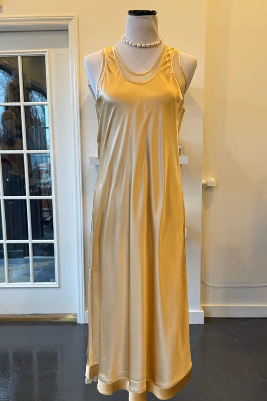 Brazeau Tricot - Women's Silk Charmeuse Racer Back Midi Dress