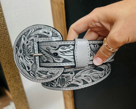Cowgirl Vogue - Women's Beverly Tooled Leather Belt
