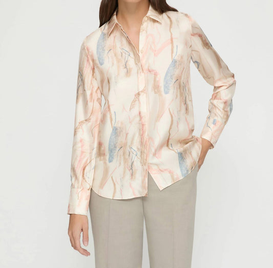 Lafayette 148 - Gesture Print Silk Twill Button Down Blouse