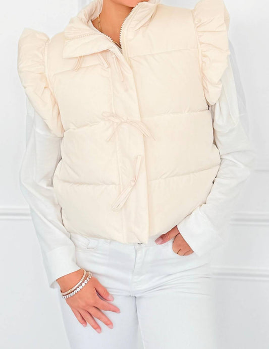Jodifl - Ruffle Puffer Vest With Bows