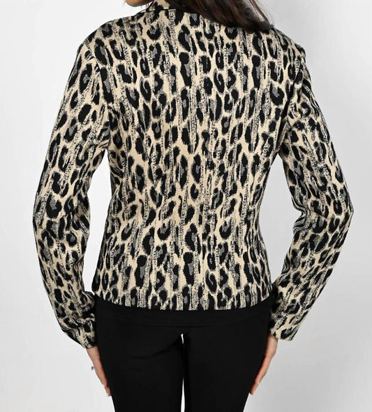 Frank Lyman - Leopard Metallic Jacquard Jacket