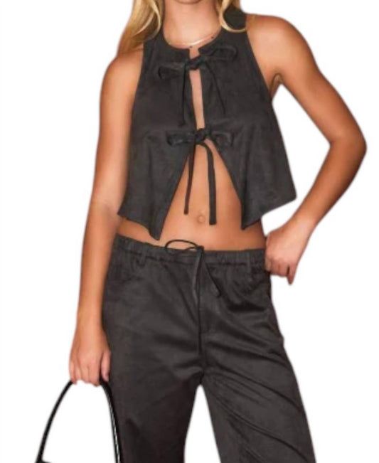 Le Lis - Suede Tie Halter Top