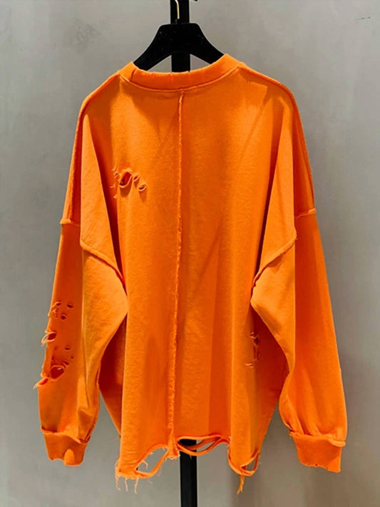 Eam - Women's Hallow Out Loose Sweatshirt